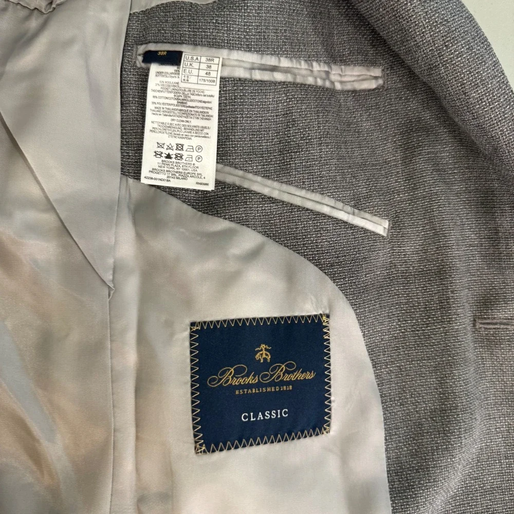 Brooks Brothers Vitale Barberis Canonico Gray Wool Blazer Sport Coat‎ 38R New